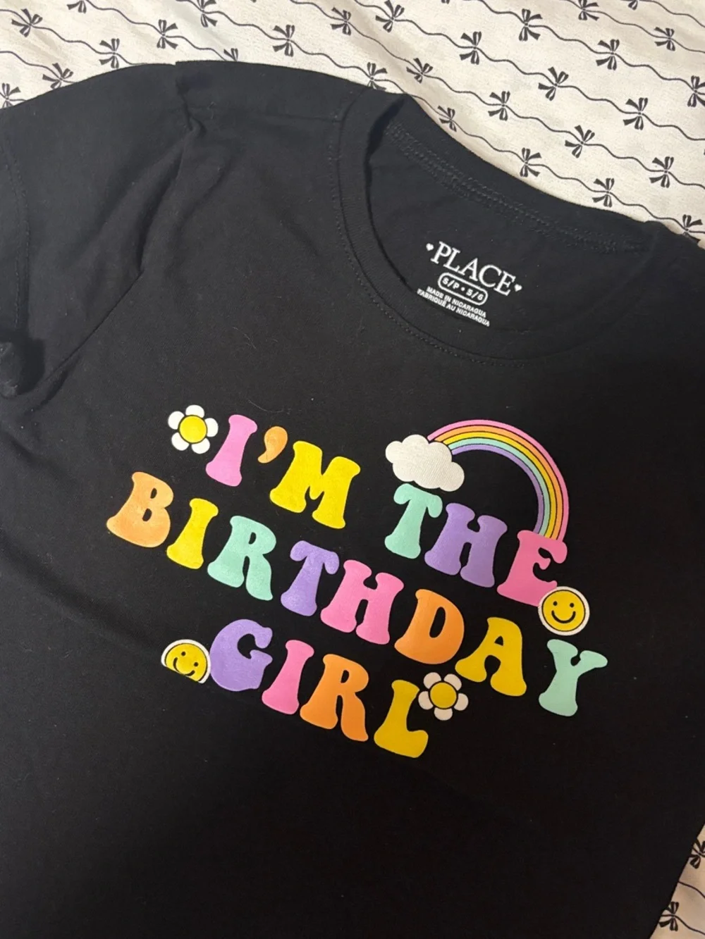 The Children's Place Black 'I'm The Birthday Girl' Rainbow Graphic Tee